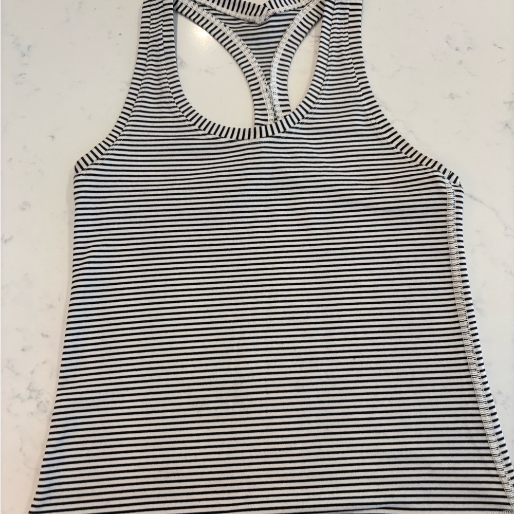 lululemon Cool Racerback Black and White Striped Tank Top